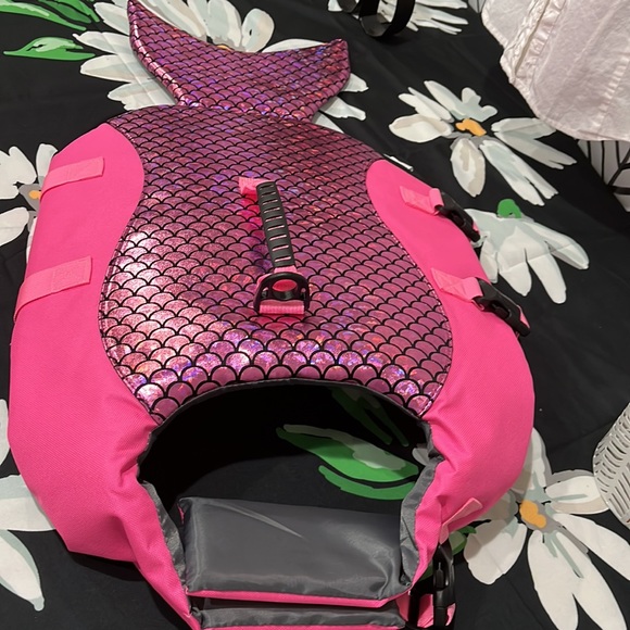 NIB Shiny Mermaid Reflective Fuchsia Pink Dog Life Jacket, Sz.Lg - Picture 1 of 13